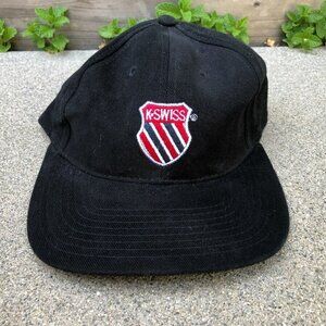 K-SWISS Vintage 90s Snapback Hat Men's Black Logo Cap One Size Embroidered‌